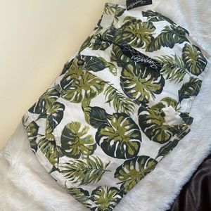 UNIONBAY Tropical Palm Leaf Print Shorts Size 16 Natural Off-white, Green